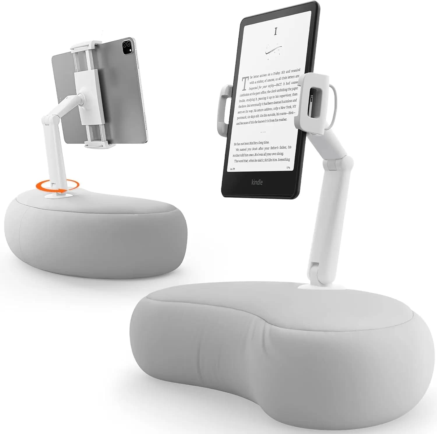 Supporto regolabile per tablet con braccio flessibile e cuscino in microsfere per Kindle, iPad, telefono fino a 15,6 pollici