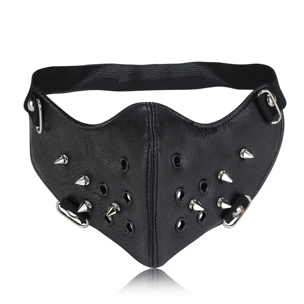 Maschera Gotica Punk Mezza Faccia Regolabile in PU per Ciclismo, Carnevale, Cosplay, Halloween