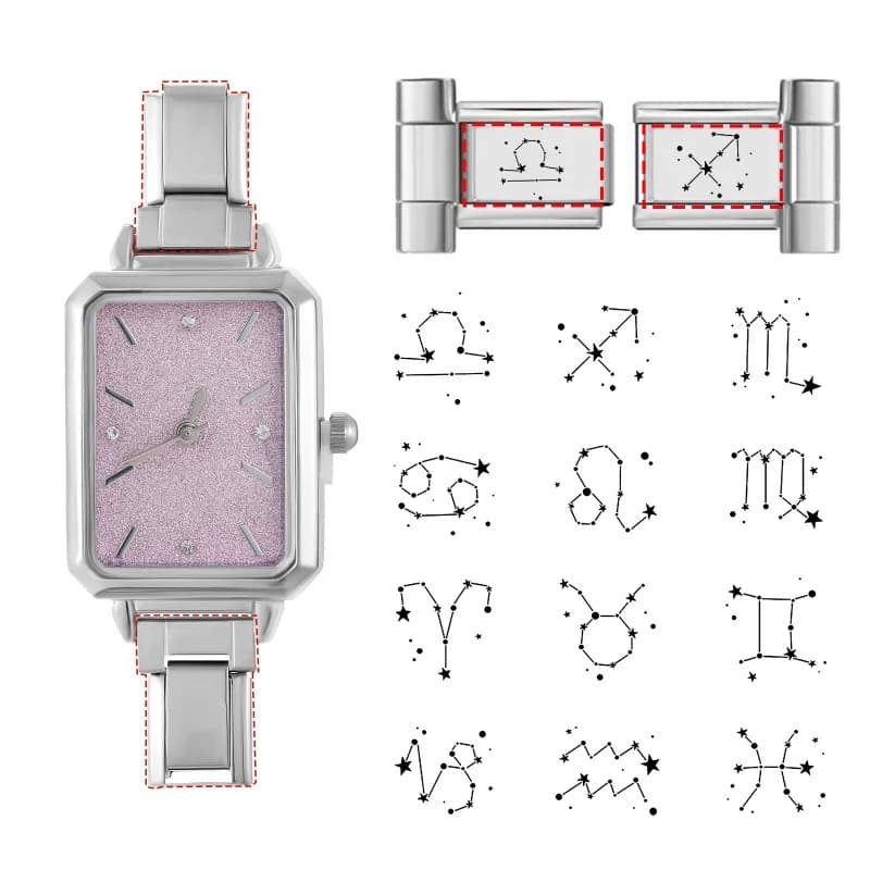 Y2k Nuovi 40 stili personalizzati incisione laser cinturino orologio connettore accessori fascino italiano fai da te creazione di gioielli in acciaio inossidabile