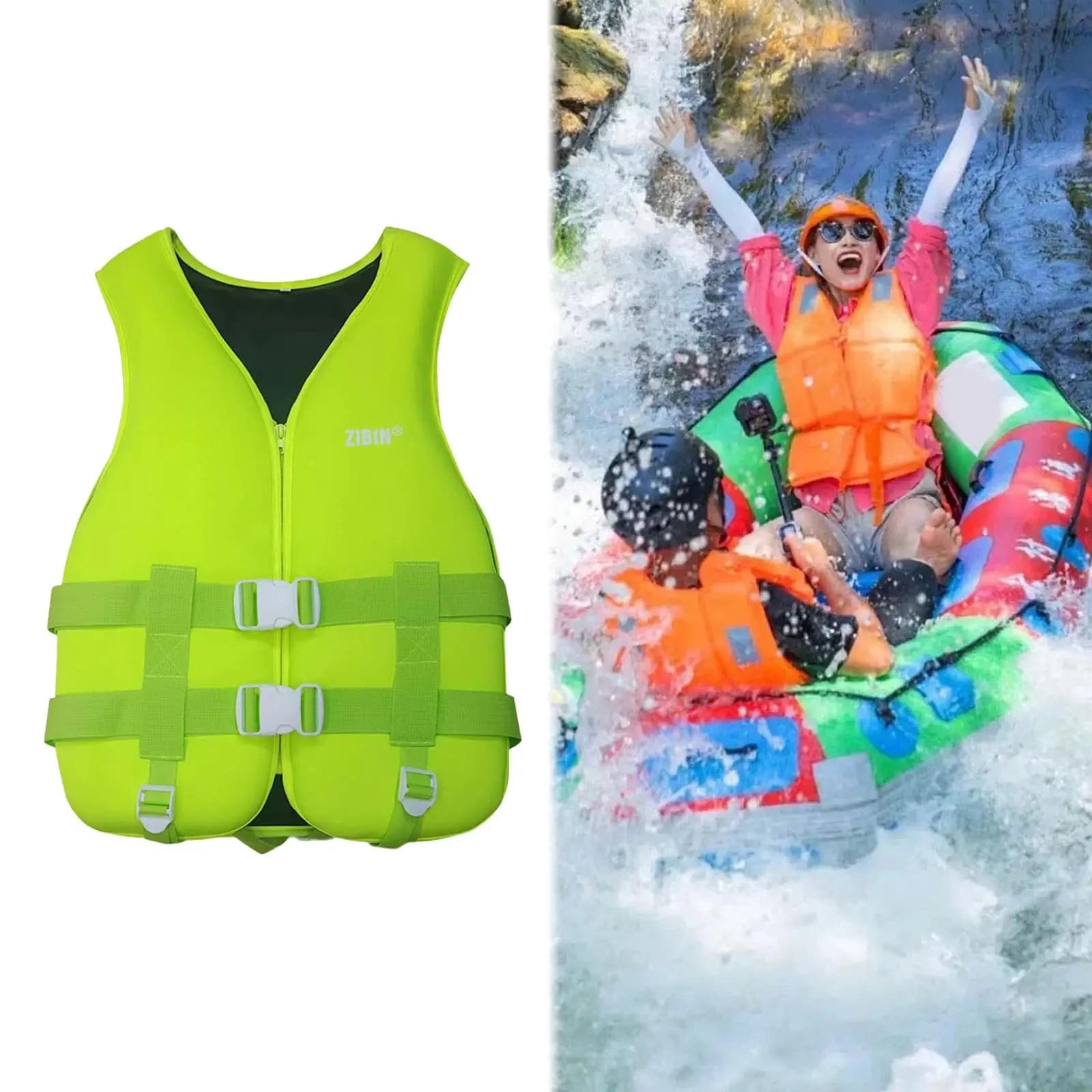 Adjustable Neoprene Life Jacket Swimming Vest Safety Buoyancy Suit for Adult Child Outdoor Water Sport Kayaking Boating Fishing