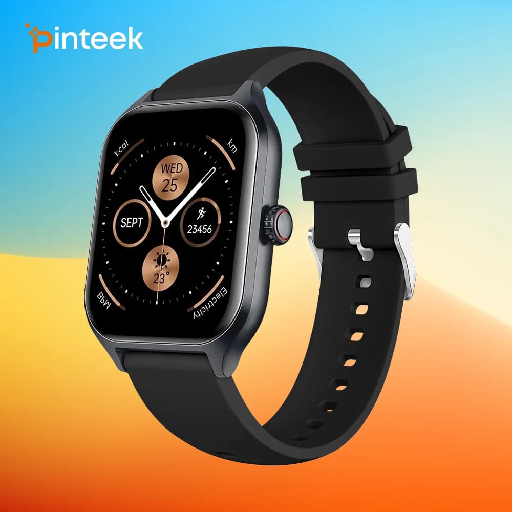 Pinteek 1.96" Square Health Smartwatch Blood Oxygen Monitoring/HR/BP Multi-lingual call BT + 7 Day Battery and Daily Raincoat