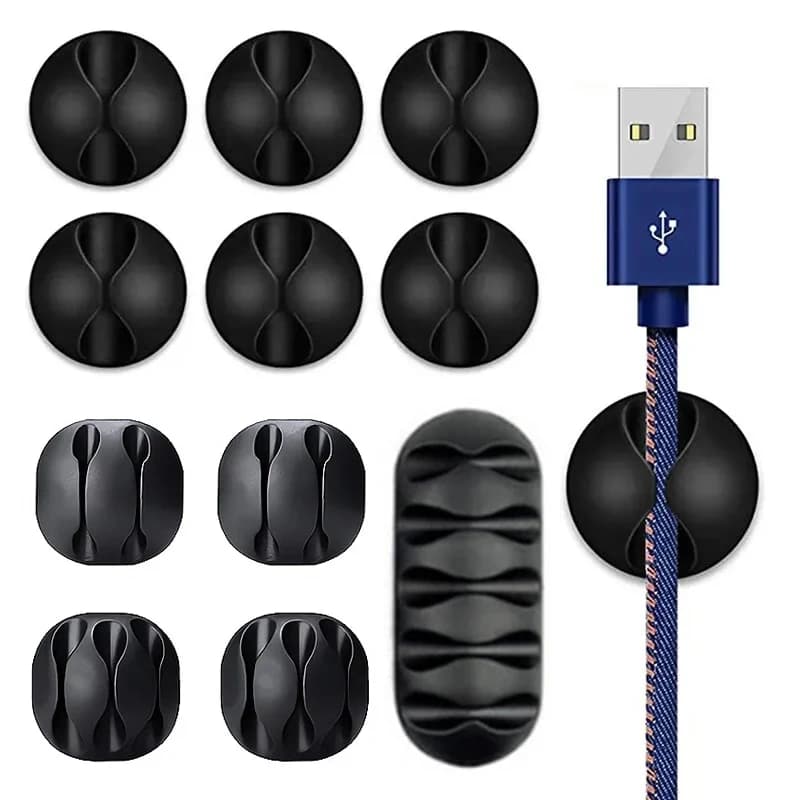 Cable Organizer Wire Winder Silicone Earphones Holder Cord Clip Office Desktop Phone Cables Silicone Tie Fixer Wire Management