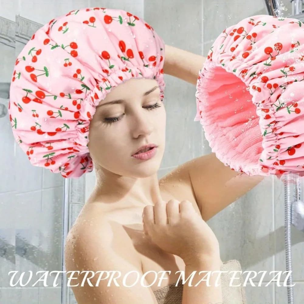 Adjustable shower head lined in sponge for woman Reusable triple layer waterproof swim hood with elastic band