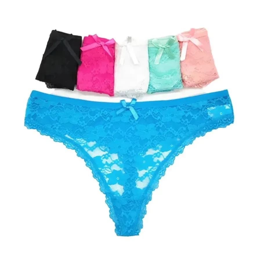 S M L XL XXL Plus Size Sexy Cozy Lace Cotton Thongs Underwear Lingerie for Women Seamless T-back Ladies Transparent G-string 3P