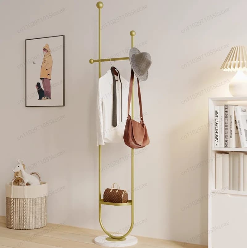 Appendiabiti nordico in metallo, appendiabiti da soggiorno boutique con ripiani, mobili Perchero da ingresso