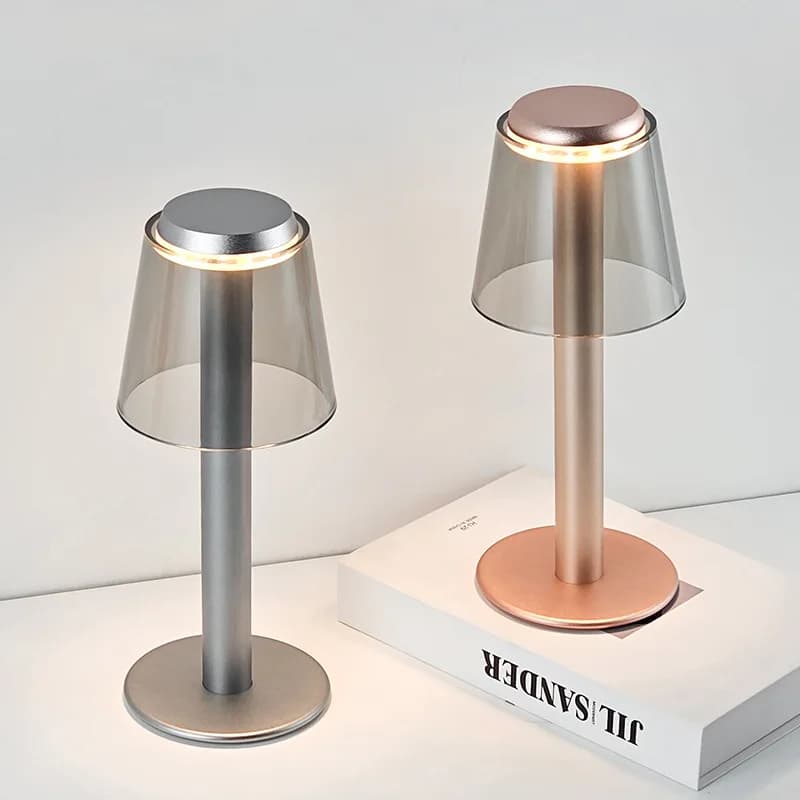 Lampada da scrivania USB, lampada da comodino moderna in alluminio, luce notturna dimmerabile creativa per ristorante, camera da letto, luce d'atmosfera del soggiorno