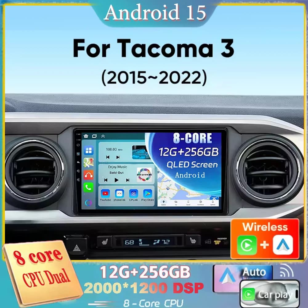 Per Toyota Tacoma N300 2015 2016 2017 2018 2019 2020 2021 Android 15 Navigazione Autoradio Lettore Multimediale Stereo Carplay Auto