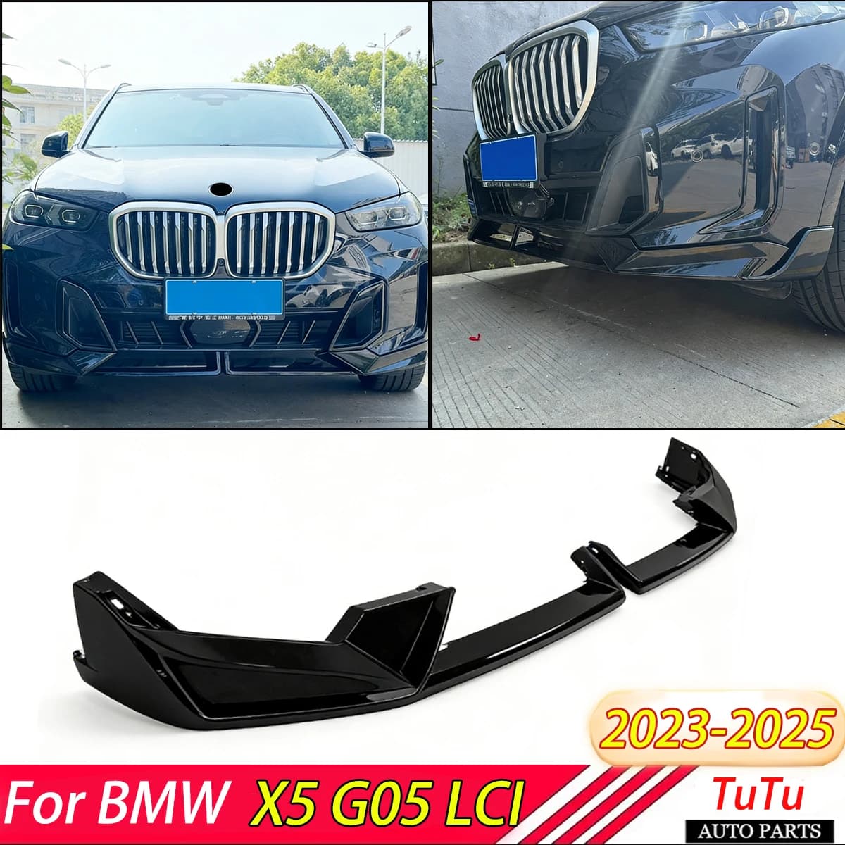 Spoiler Anteriore per BMW X5 G05 LCI 2023-2025, Modifica Stile Guerriero Nero, Diffusore Inferiore, Kit Tuning