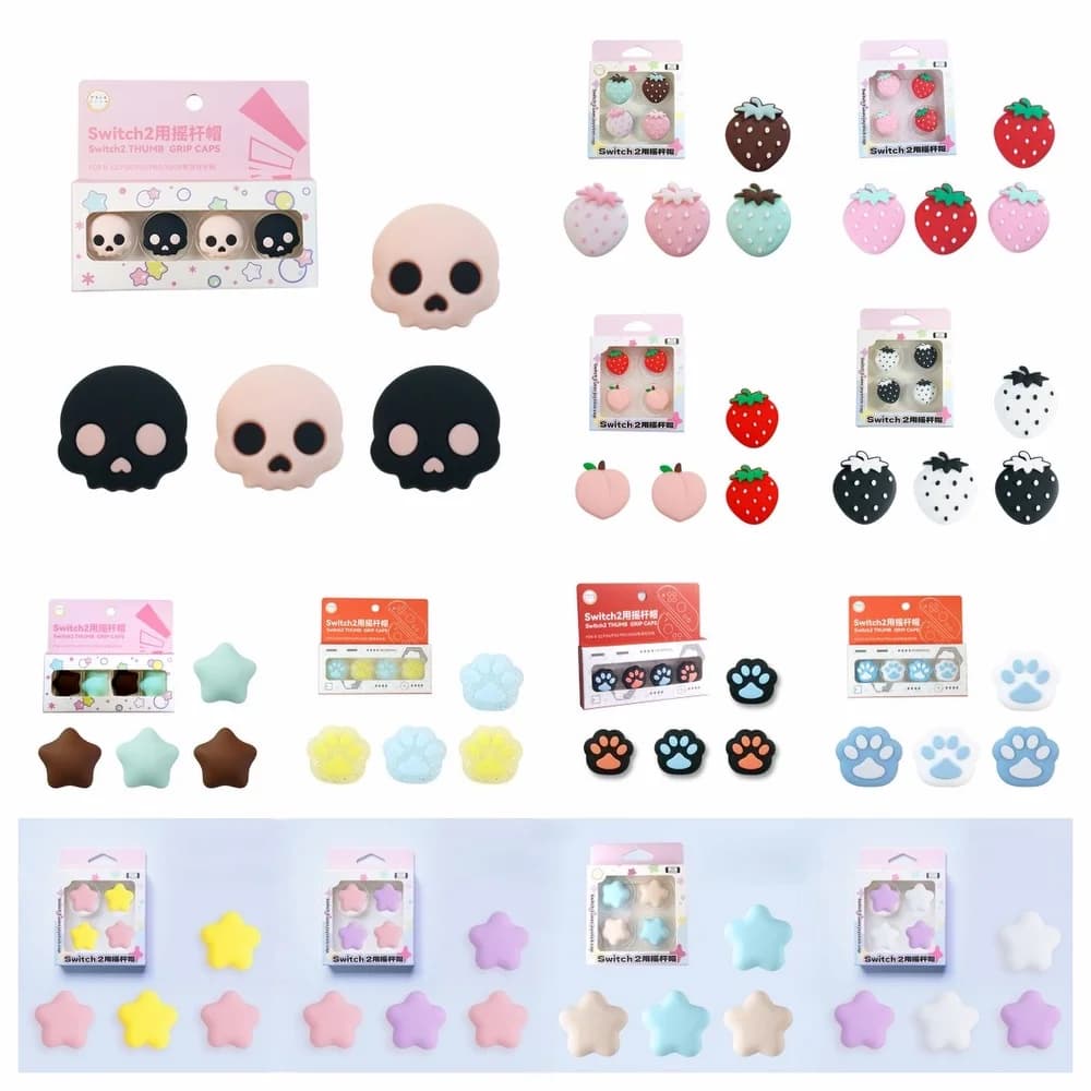 Kit Caps Strawberry Star Cat Claws Anti-slip ThumbStick Grip Cap For Switch2 PS5 XBOX Series X/S Joystick GamePad Accessories