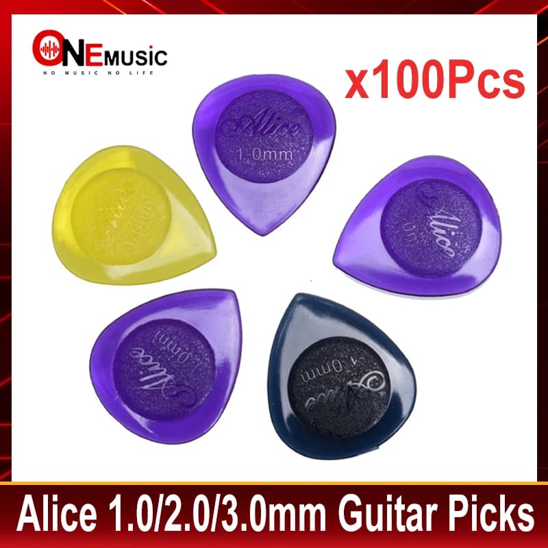 100 pz Originale Alice AP-100JS 1.0MM 2.0MM 3.0MM Durevole Trasparente Water-goccia Trasparente Plettri per Chitarra Plectra