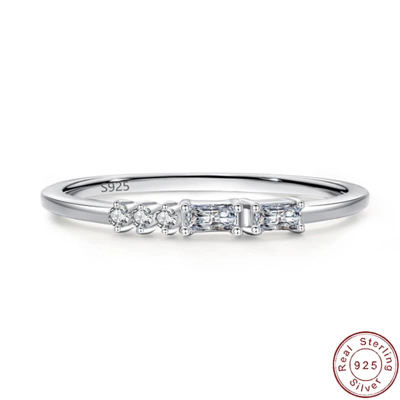 Anello classico europeo a coda fine Anello da dito impilato in argento sterling AAA CZ S925 per gioielli da sposa di compleanno per le donne