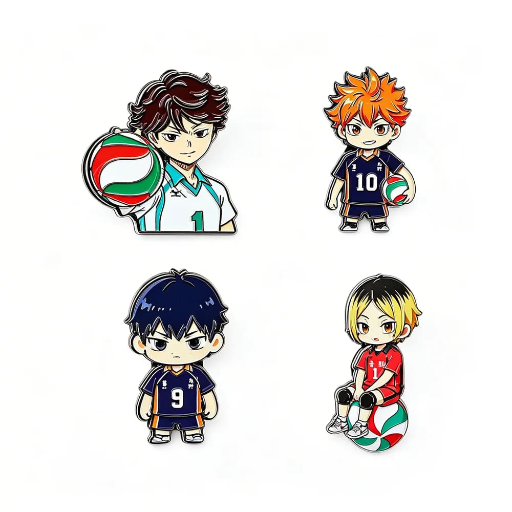 Cute Volleyball Girls Boys Enamel Pins Sports Anime Characters Brooch For Coat Brooches Lapel Badges Jewelry Gift for Fans