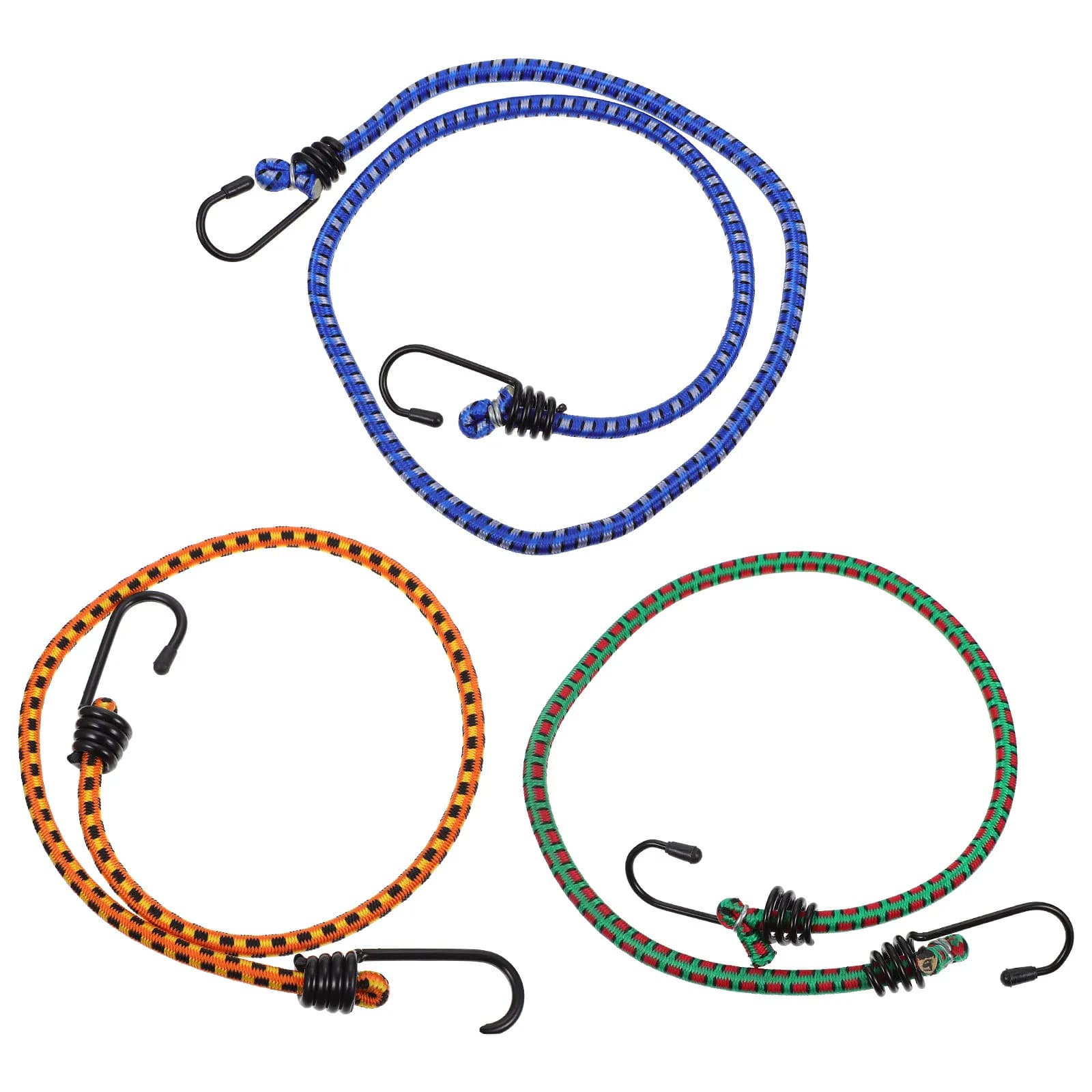3Pcs Motorcycle Luggage Straps Heavy Duty Elastic Bungee Cord with Steel Hooks for Cargo Binding Fastening Trunk Roof Rack