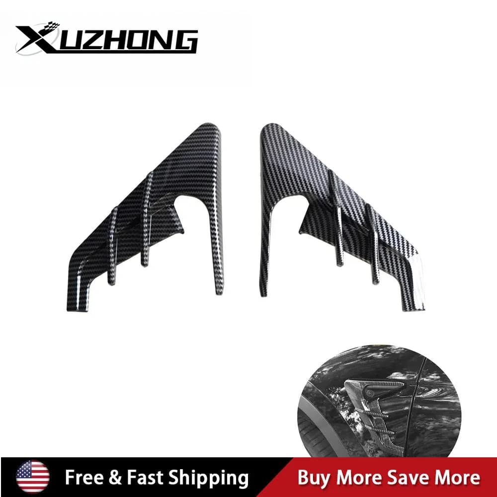 Bright Carbon Fiber Car Side Camera Flanks Covers Spoiler Decorative Protector Guards Dustproof DIY Kit For Tesla Model 3 Y