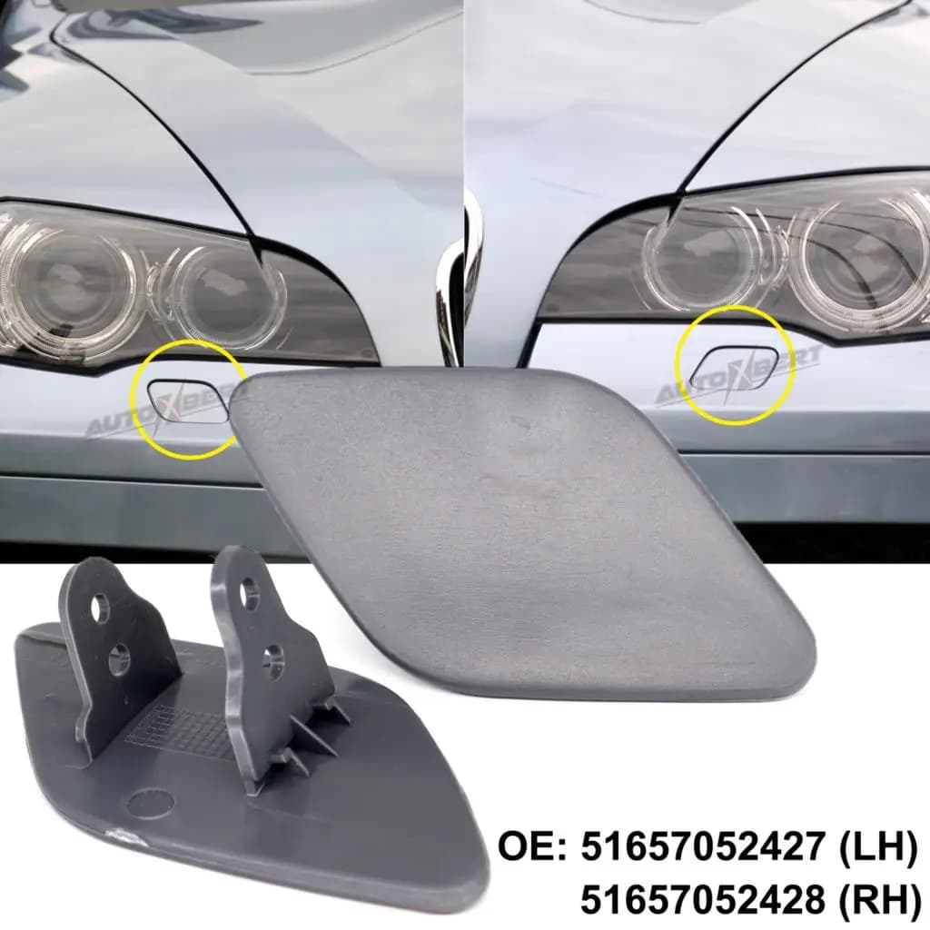 Unprimed Headlight Washer Nozzle Cover Right Left Headlamp Jet Spray Cap 51657052427 51657052428 For BMW X6 E71 E72 2008-2014