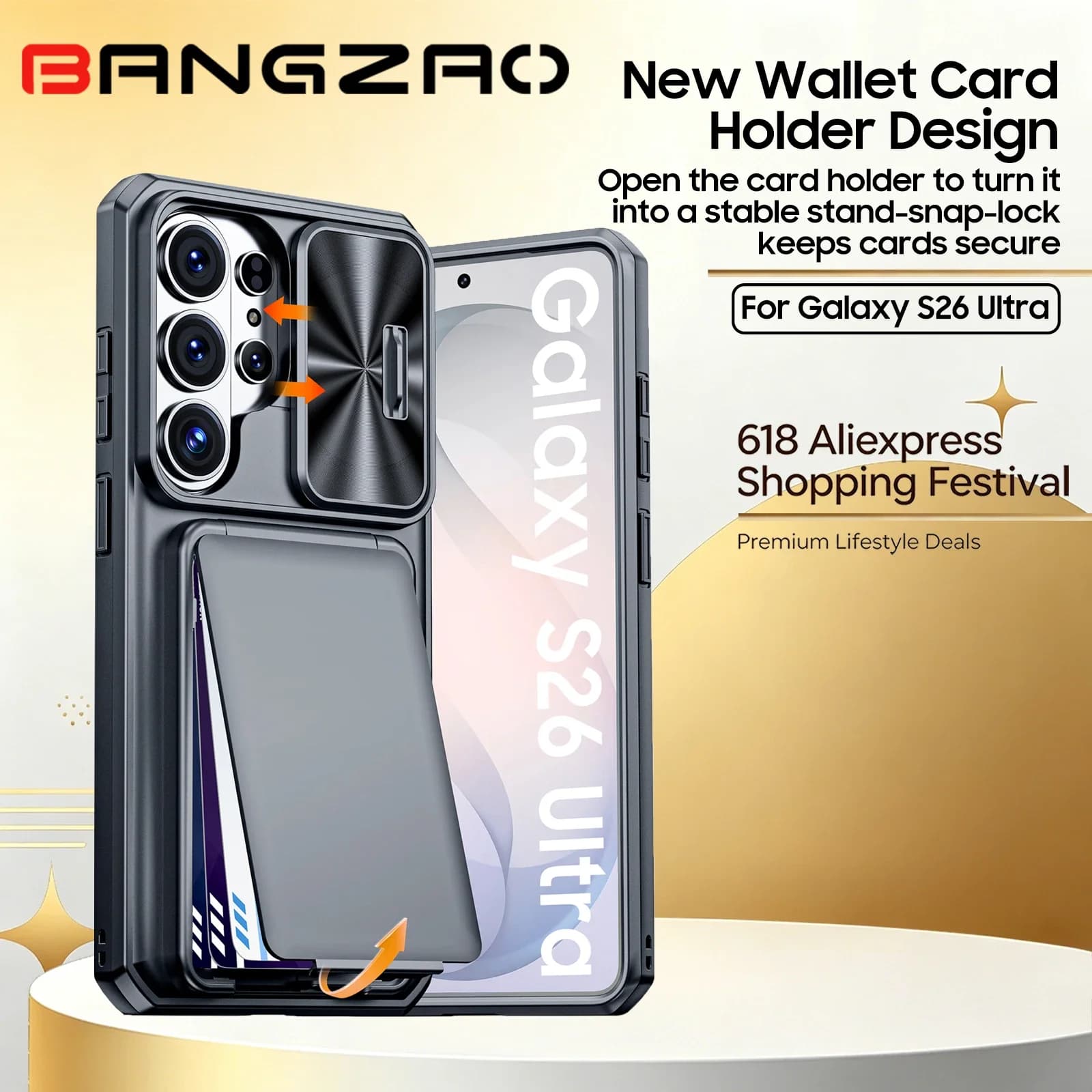 Offerta 618 per Samsung S26 Ultra: Custodia con Porta Carte, Protezione RFID, Antiurto e Antigraffio, Protezione Fotocamera - Grigio