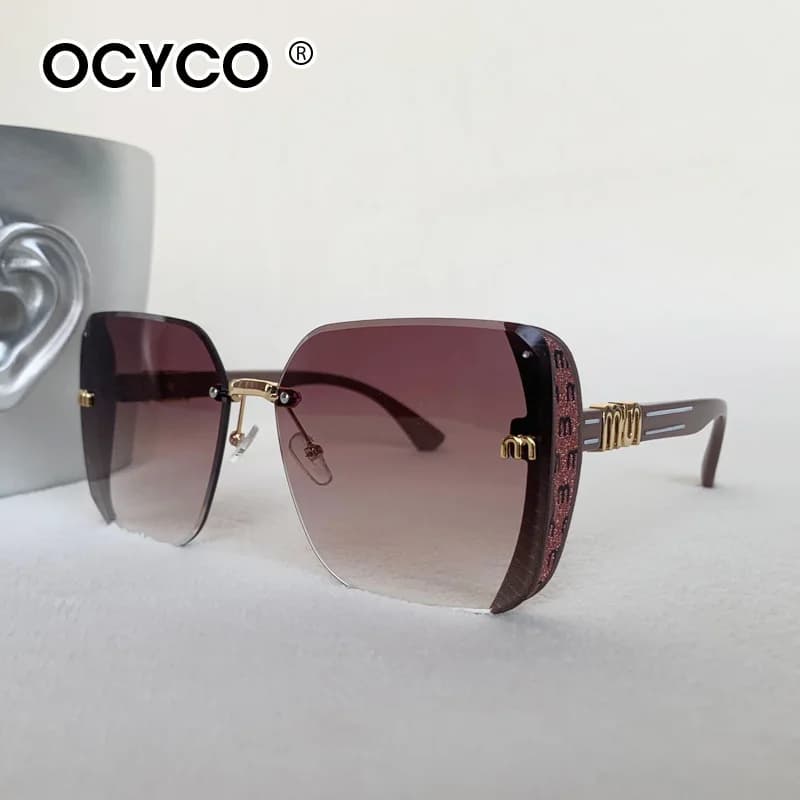 Retro Rimless Design Shades Square Sunglasses Men Women Driving Luxury Brand Designer Sun Glasses Eyewear UV400