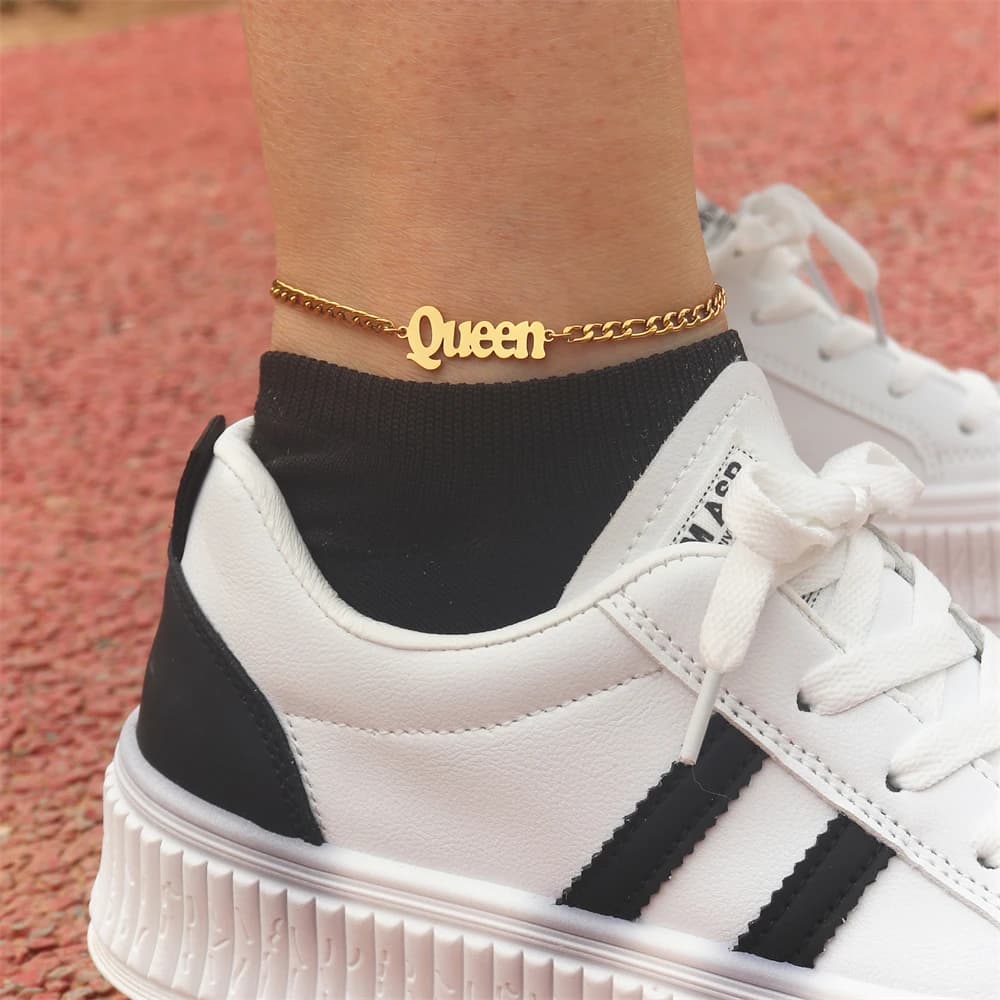 Nome personalizzato Cavigliera Catena Figaro Targhetta personalizzata Caviglia Classico piede femminile Gioielli Lettera iniziale Bracciale gamba per donna