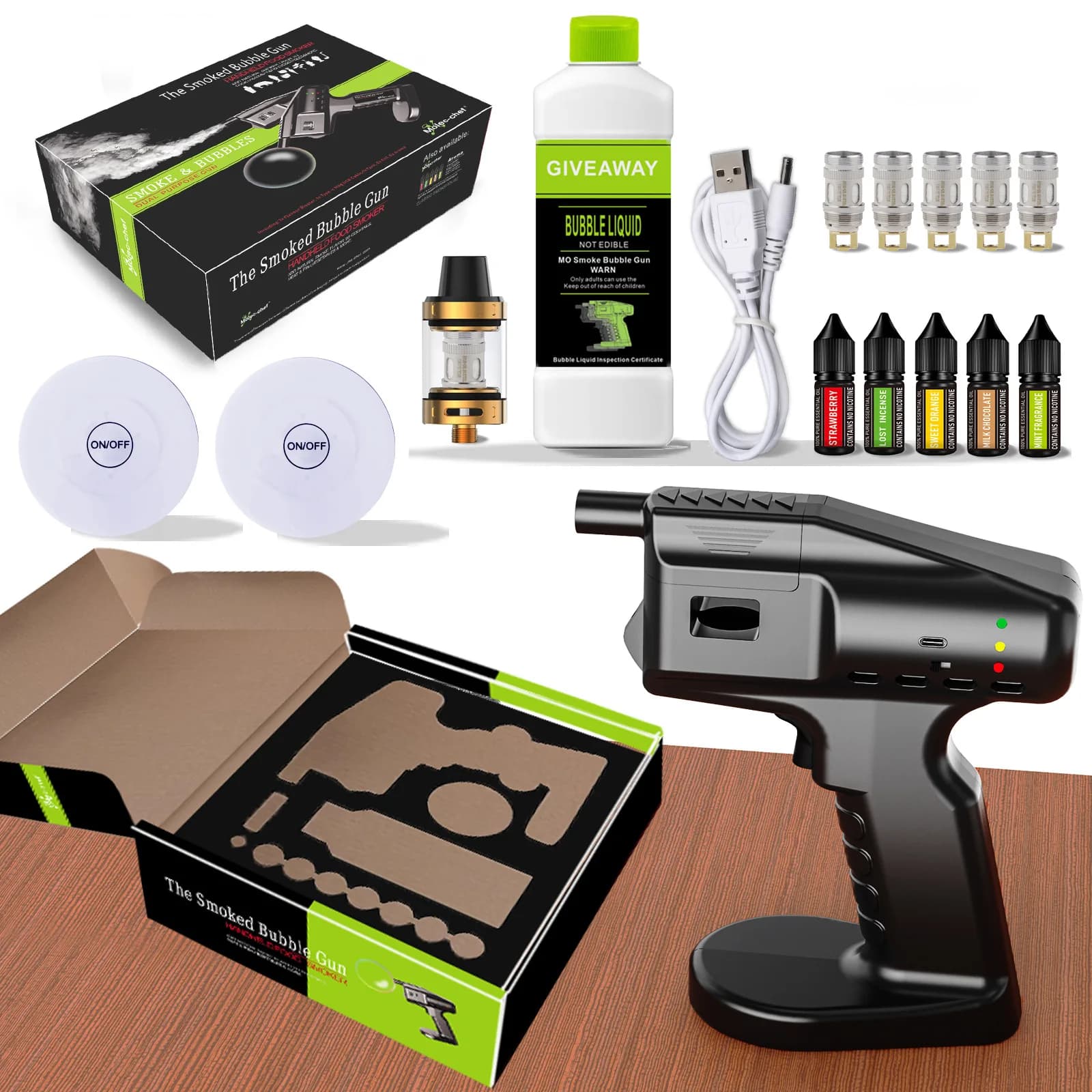 Pistola per bolle da cocktail con coperchio per fumatore in vetro Flavor Blaster Kit per barista Regalo per barman Accessori per la produzione di birra fatta in casa e il bar