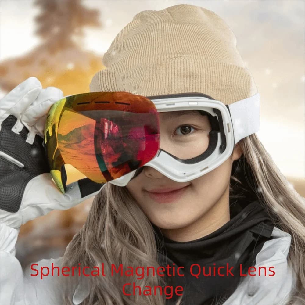 New Windproof Clip-On Ski Goggles Double Layers Anti-Fog Anti-Fog Ski Goggles Big Ski Mask Magnetic Clip-On Goggles Winter