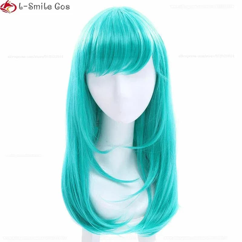Cosplay Bulma Buruma 55 cm Long Green Blue Synthetic Heat Resistant Hair Coats Halloween Party Wigs + Hair Cap;3, c'5.b;8'
