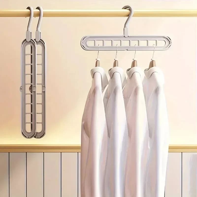 9-hole Multifunctional Magic Clothes Hanger with Foldable Retractable Rotatable Design Space-saving Closet Storage Rack Holds