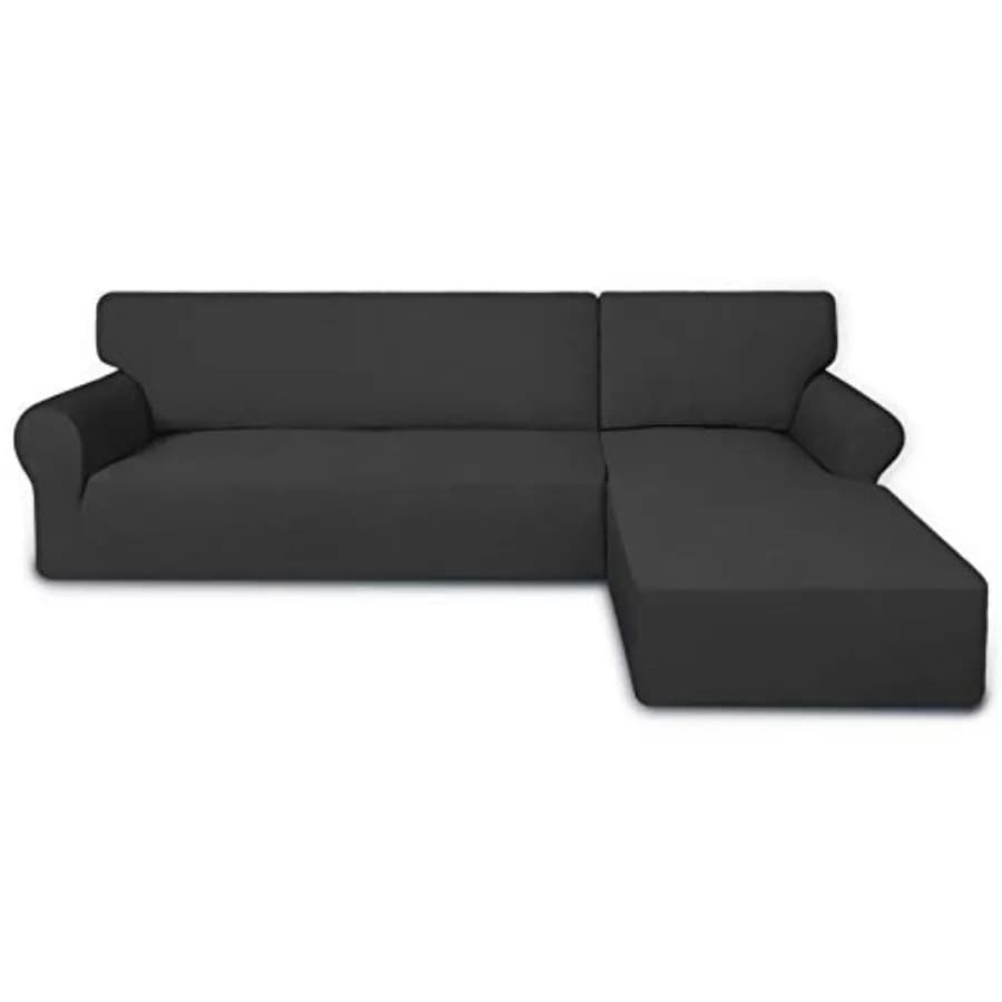 Elasticized Cover - Set of 2 Pieces in Spandex Anti-slip with Elastic Fund for L Sofas and Pets 3 S