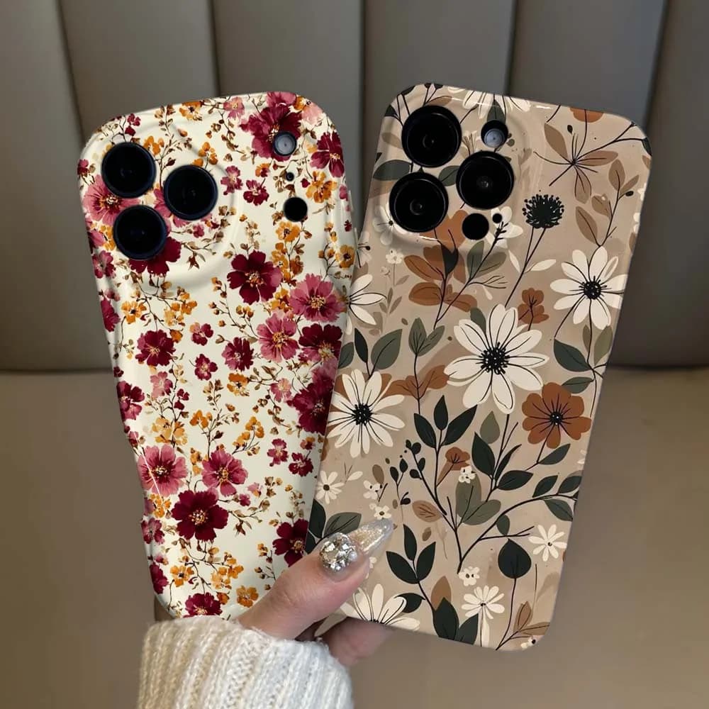 Flower Pattern Design Phone Case For Apple iPhone 17 16 15 14 13 12 Pro Max Plus Feilini Hard Case Wave Oil Soft Case