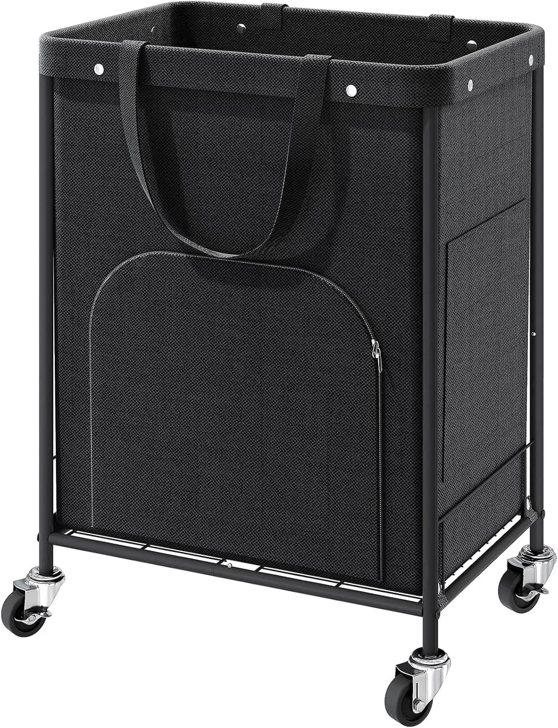 170L White Paper Basket with Wheels, Removable Bag and Silent Wheels for Easy Carrying in Bedroom, Bathroom
