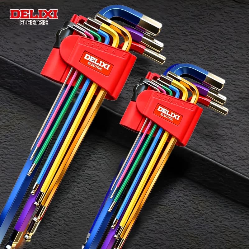 9pcs Industrial Ball End Hex Key Set, Heavy Duty Color Coded Allen Wrenches, for Automotive & Machinery, Torque Wrench
