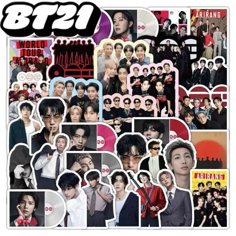 51 Pezzi Adesivi BT21 Impermeabili Stile Graffiti per Decorazione Fai-da-Te di Telefoni, Skateboard e Bottiglie d'Acqua