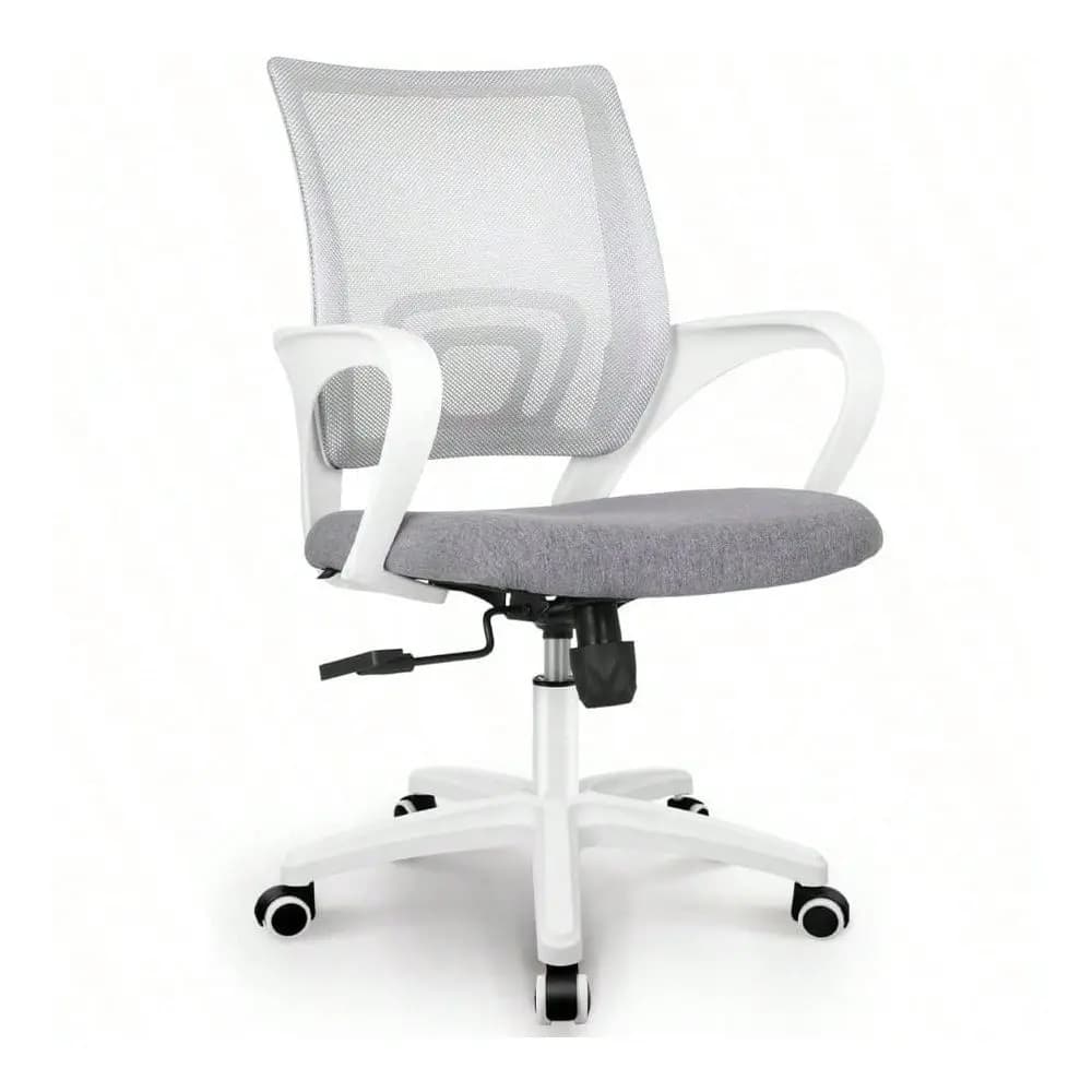 Sedia da Ufficio Ergonomica con Schienale Medio in Rete, Supporto Lombare Confortevole, Altezza Regolabile, Girevole, per Casa e Ufficio, Nera