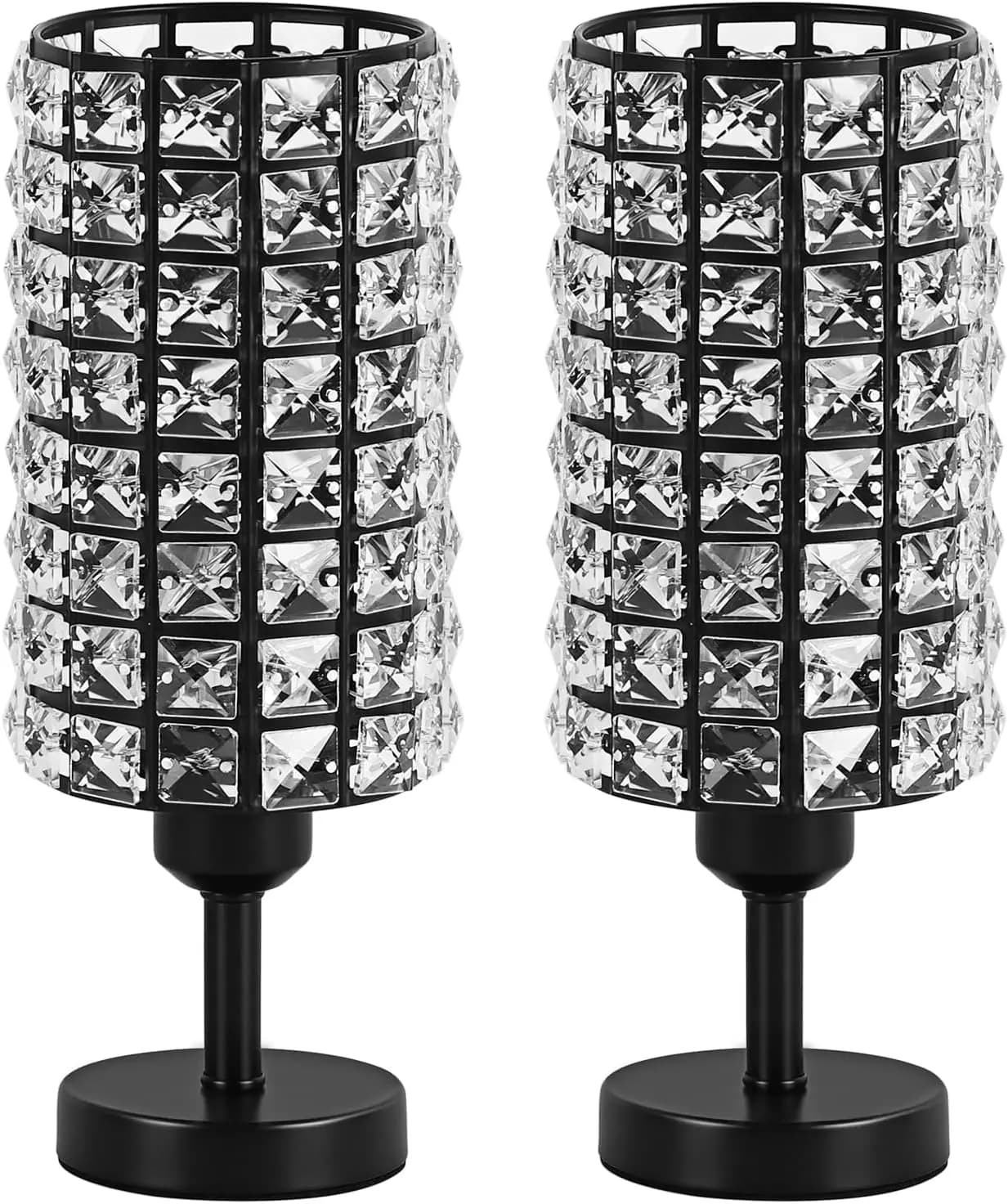 Elegant crystal table lamps Set of 2 modern black bedside lamps small decorative bedside lamp black desk lamp for living room