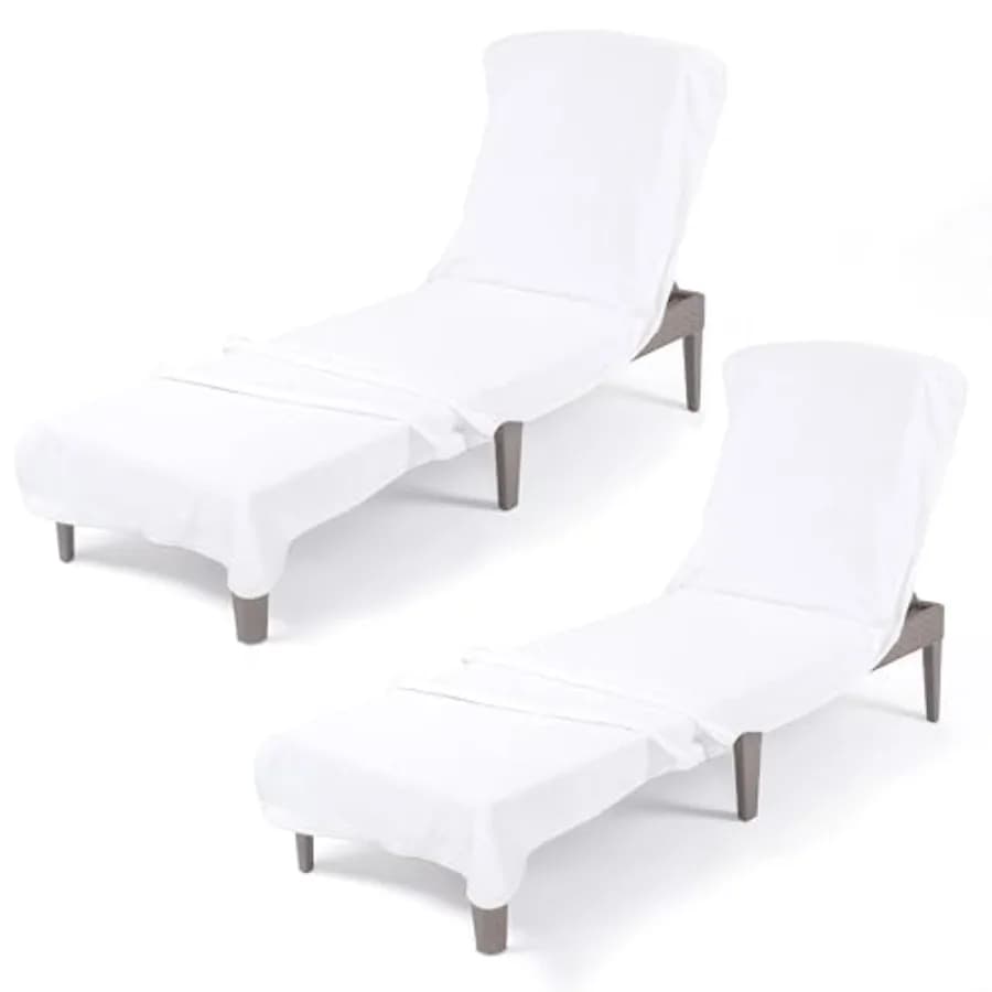 2 Coperture per Chaise Longue con Tasca, 86"x32" Extra Large per Spiaggia e Piscina, Set da 2 Pezzi