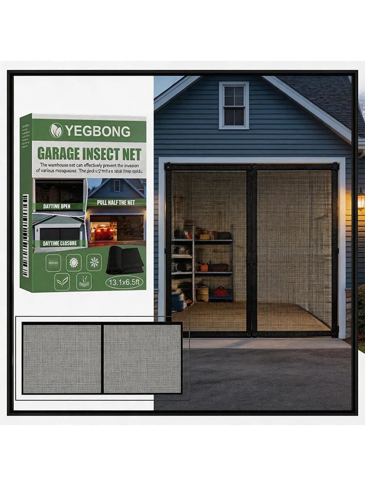 Garage Insect Screen With Magic Tape, Seamless Retractable Portable Mosquito Net, Easy Install Garage Door Screen