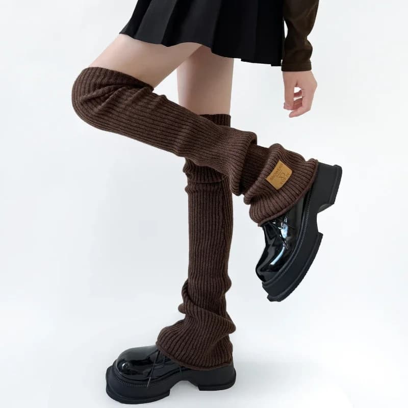 30% scaldamuscoli di lana donna autunno inverno coprigambe lavorato a maglia calzini alti al ginocchio calze autoreggenti JK ragazze scaldamuscoli Lolita Sox