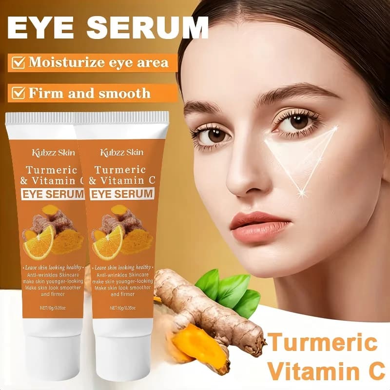 Turmeric Vitamin C Eye Serum Reduces Dark Circles and Puffiness, Lifts and Firms, Smoothes Fine Lines, Deeply Hydrates and Moisturizes with Aloe Vera, 10g Portable Travel Size, Emergency Solution for Swelling after Staying up Late, Suitable for Both Men and Women, Applicable to All Skin Types