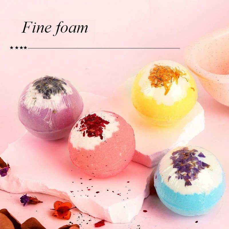 Dried Flower Bath Bombs Set, Essential Oil Fizzies, Petal Bubble Bath Soak, Spa Shower Tablet Gift Box