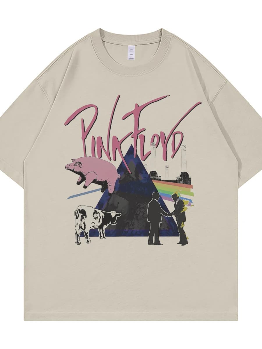 Loose Fit Vintage American Rock T-Shirt Short Sleeve round Neck Pure Cotton Digital Direct Printing Casual Summer Top