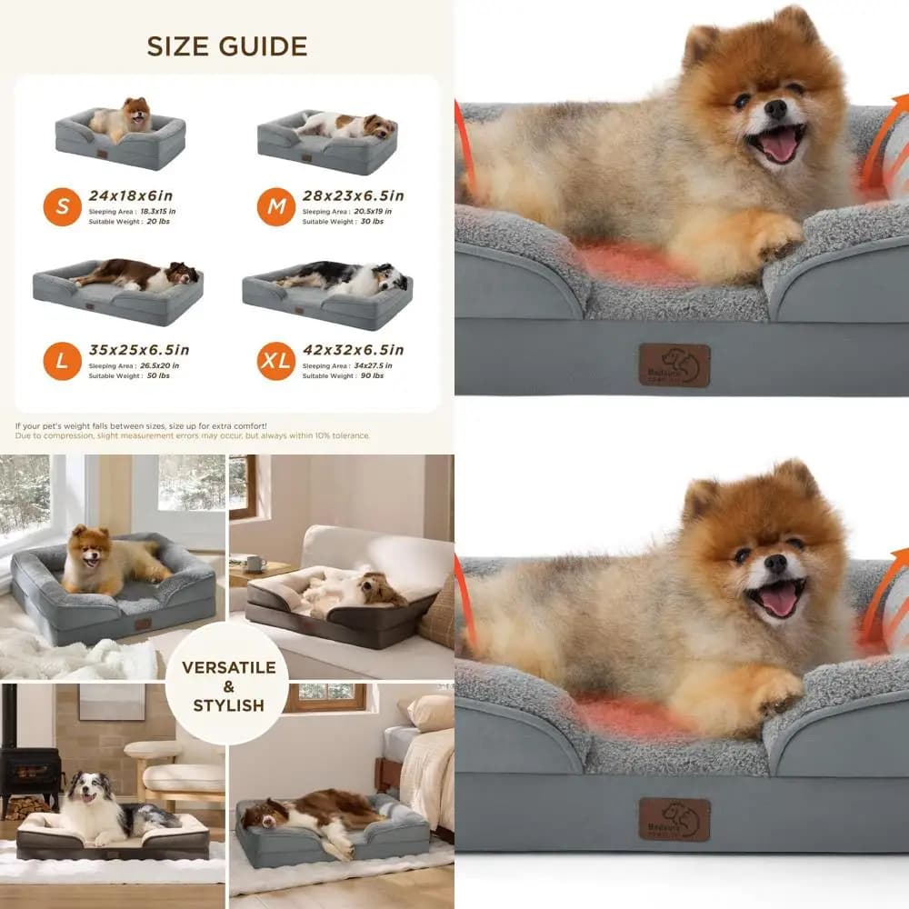 Letto per cani ortopedico lavabile per razze piccole: copertura impermeabile, rimovibile, base antiscivolo, grigio, divano comfort non elettrico