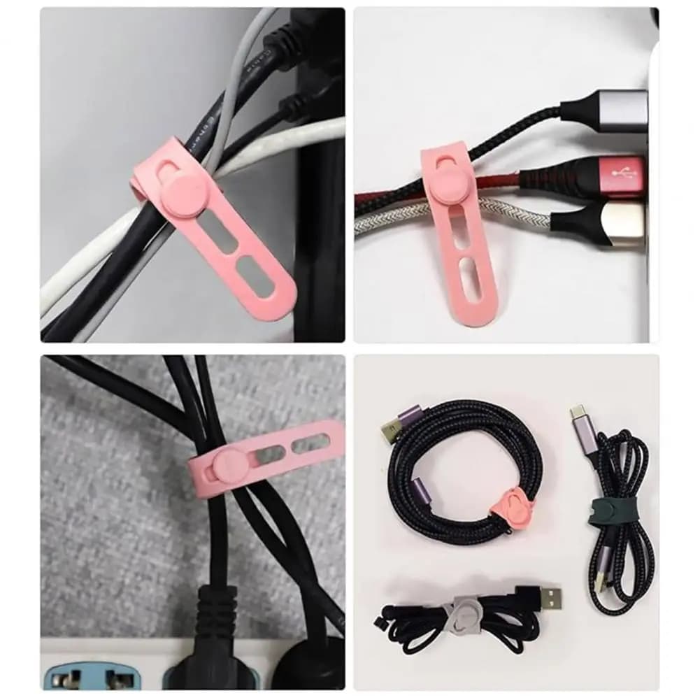 Adjustable Cable Management 10pcs Silicone Cable Organizer Ties Reusable Cord Management Straps Adjustable for Headphones