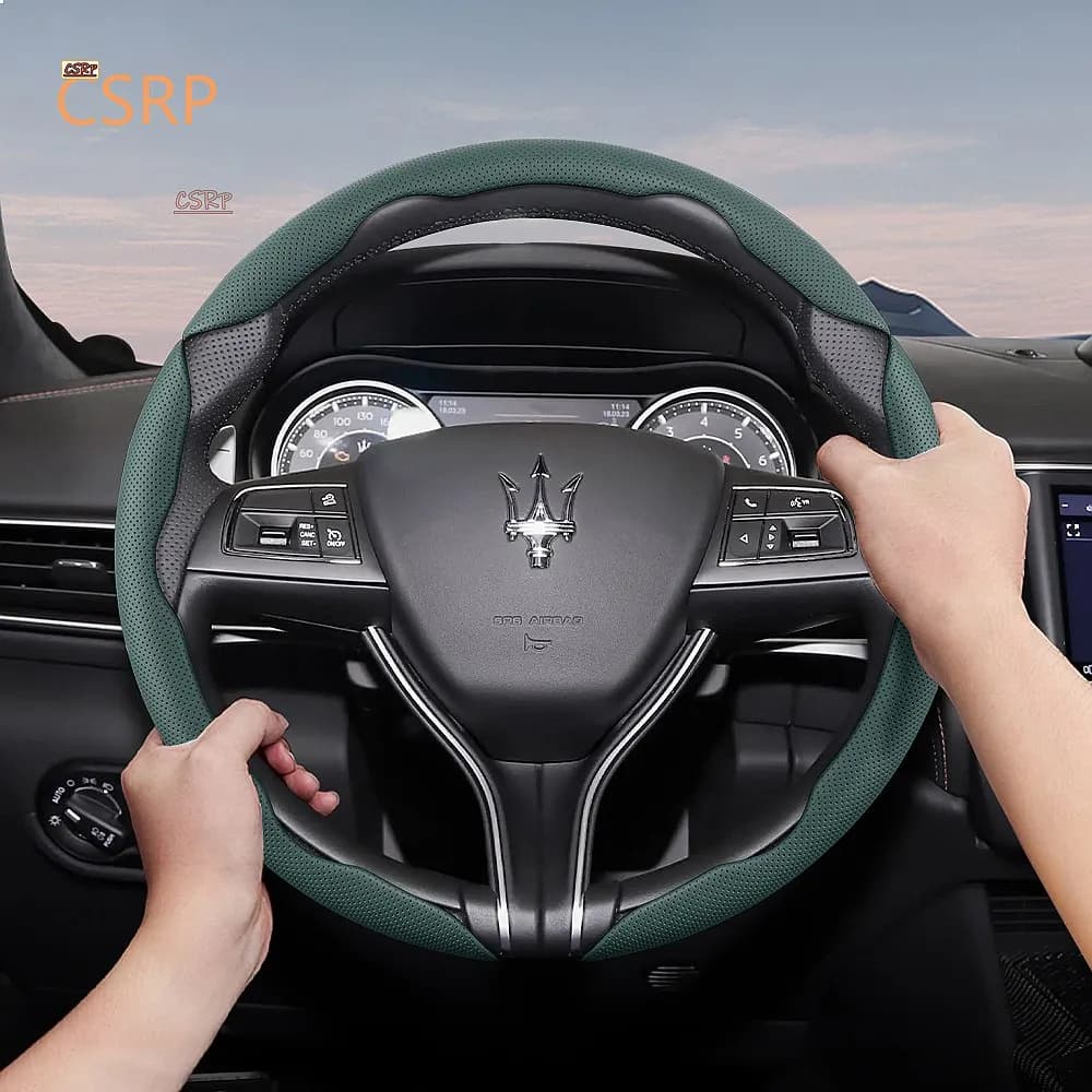 Suitable for Maserati Breathable Leather Steering Wheel Cover Non-Slip Durable Quick Release Design Ghibli Levante