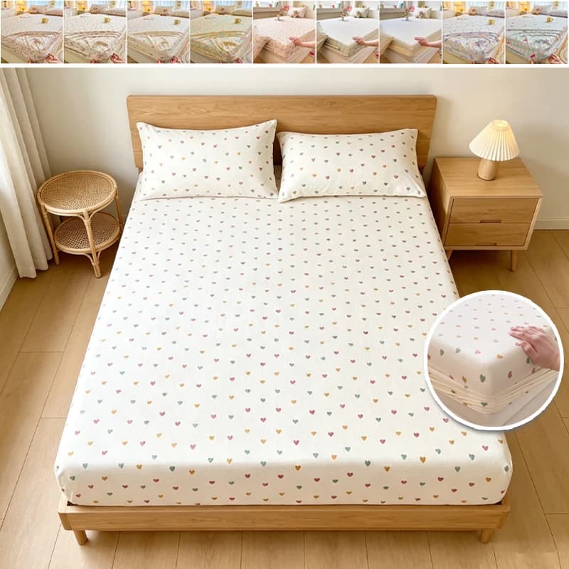 All-Round Elastic Fitted Sheet Ultra Soft Breathable Printed Flower Bed Cover Washable A-Grade Home Bedding Decor 150/180/200cm