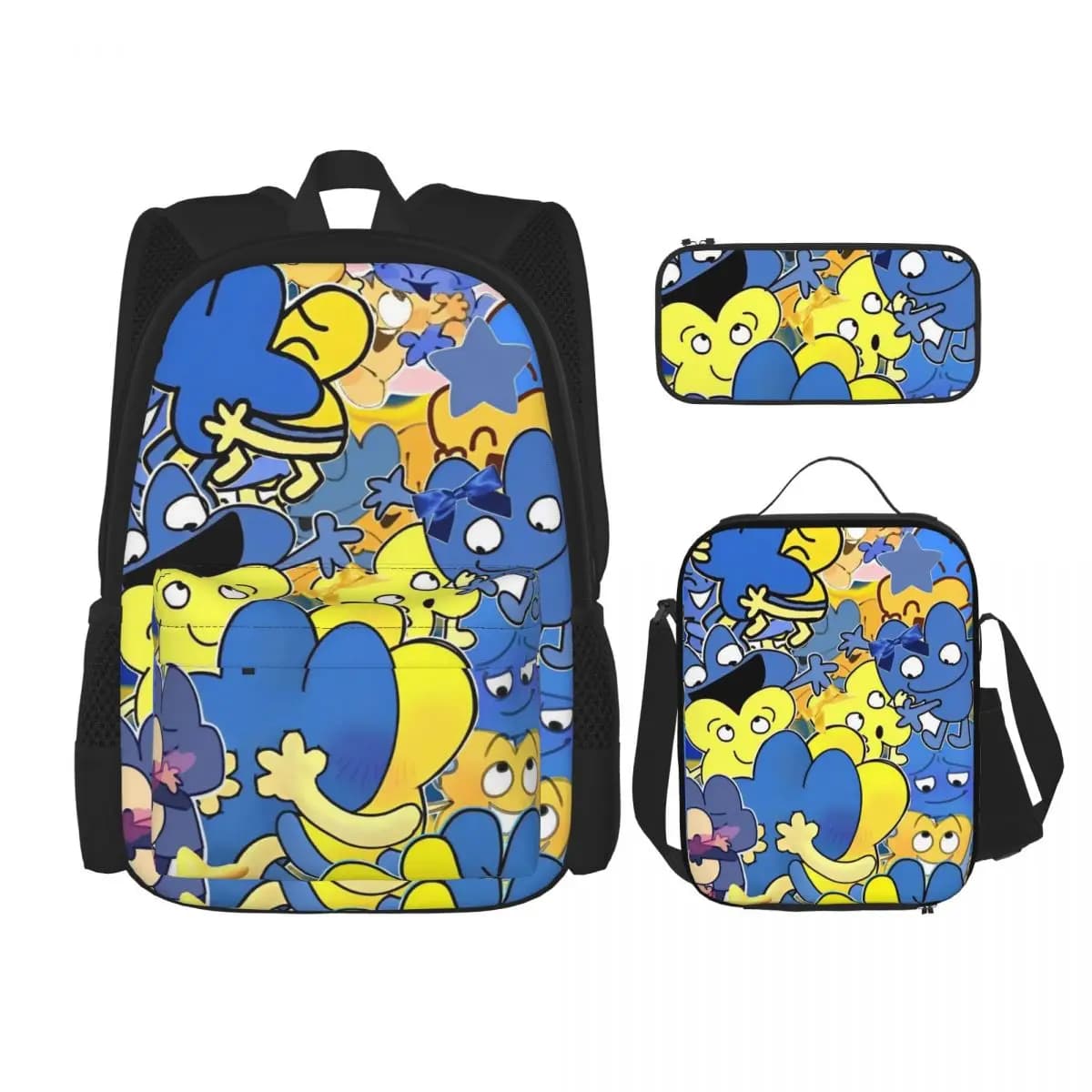 3pecs/set Bfding Cartoon Backpack for Teenage BFDI Shoulder Bag Lunch bag Pencil Case