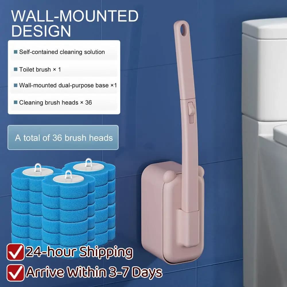 Wall Toilet Brush with 36 Spare Parts and Support, WC Cleaning Brush in Wall for Washers, Mirrors and Glasses