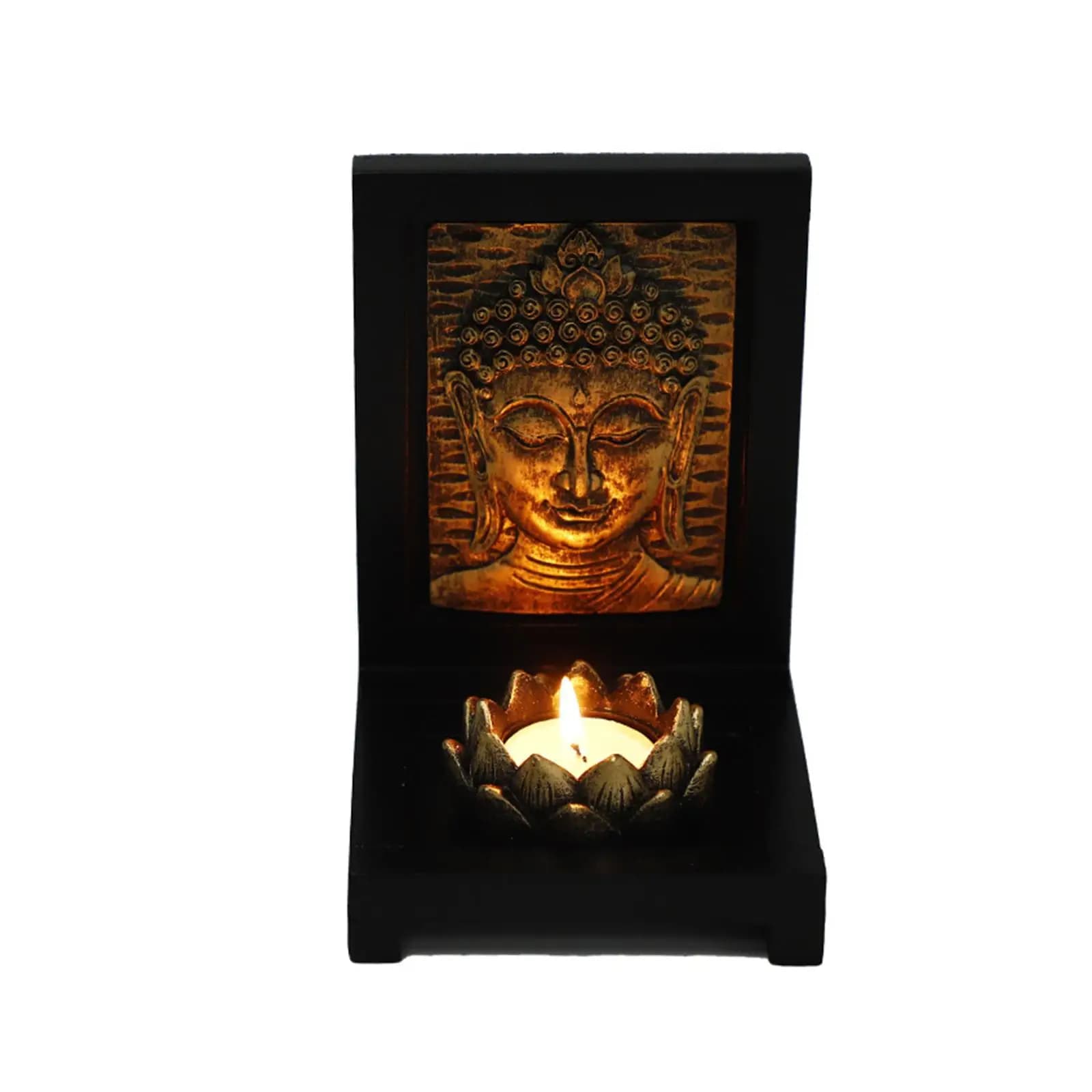 Portacandele in Resina, Candelabro a Forma di Statua di Buddha, Candeliere per Hotel, Feste Zen, Candele a Cono, Anniversari