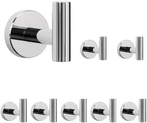 Ganci per asciugamani da bagno NearMoon - Confezione da 8 ganci appendiabiti da parete in acciaio inossidabile SUS 304, finitura cromata