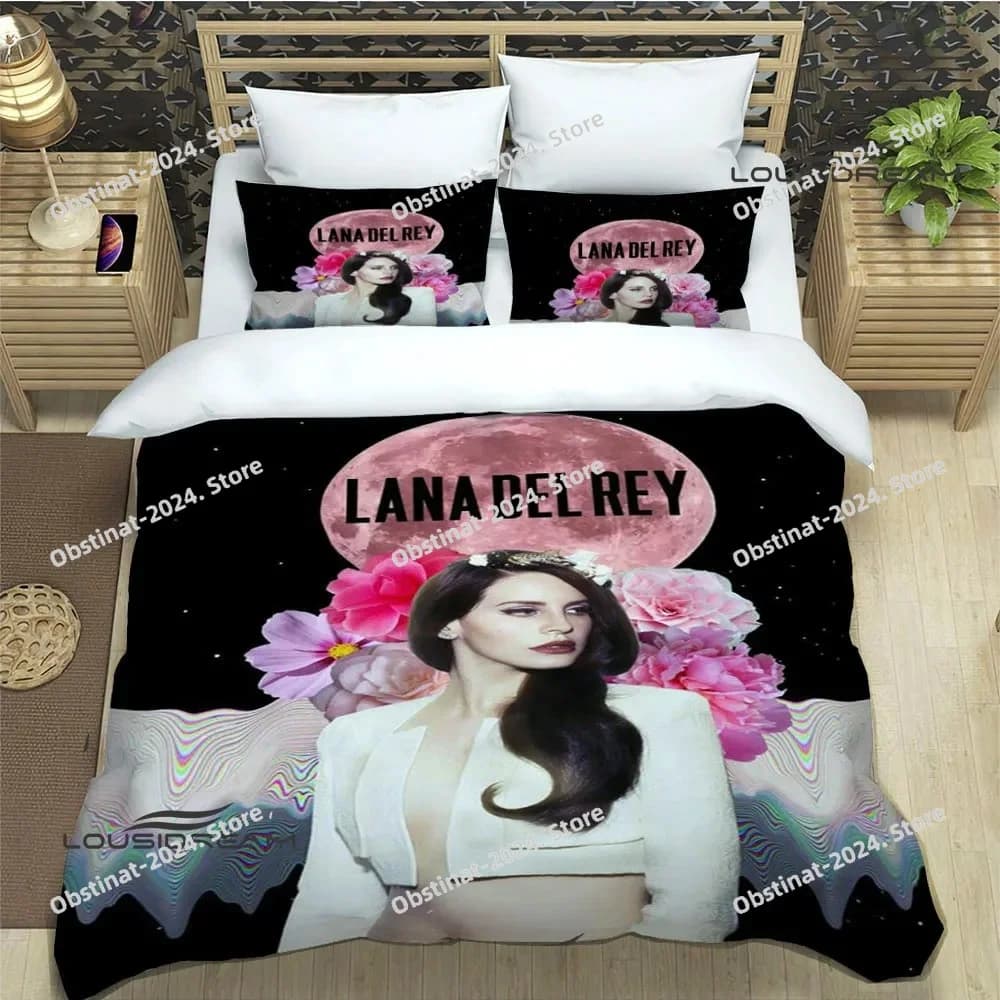 Set di biancheria da letto stampata Lana Del Rey, set di biancheria da letto raffinata, set copripiumino, set piumone, set biancheria da letto, regalo di compleanno di lusso