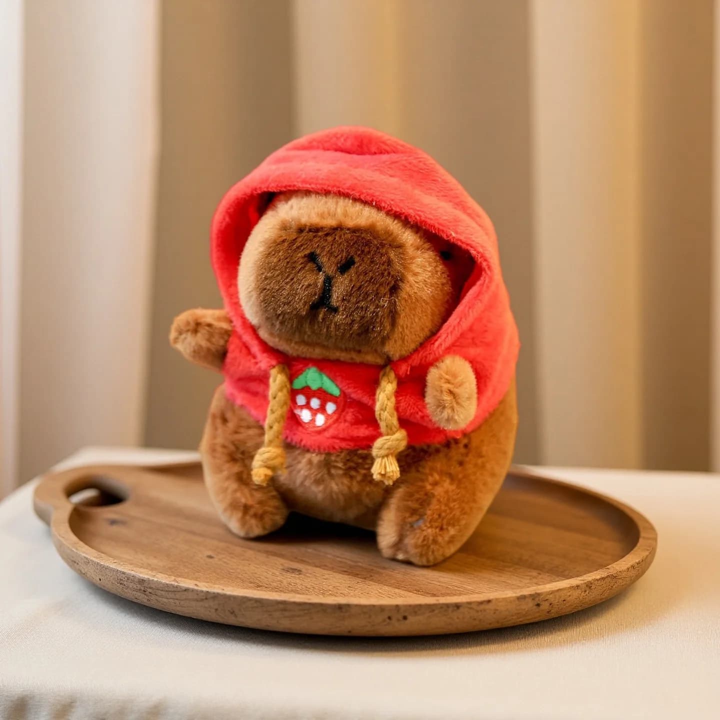 Peluche Capibara Carino di Piccole Dimensioni 9-13CM con Cappuccio e Ali, Bambola Simulazione Capibara, Giocattolo Morbido, Regali di Compleanno