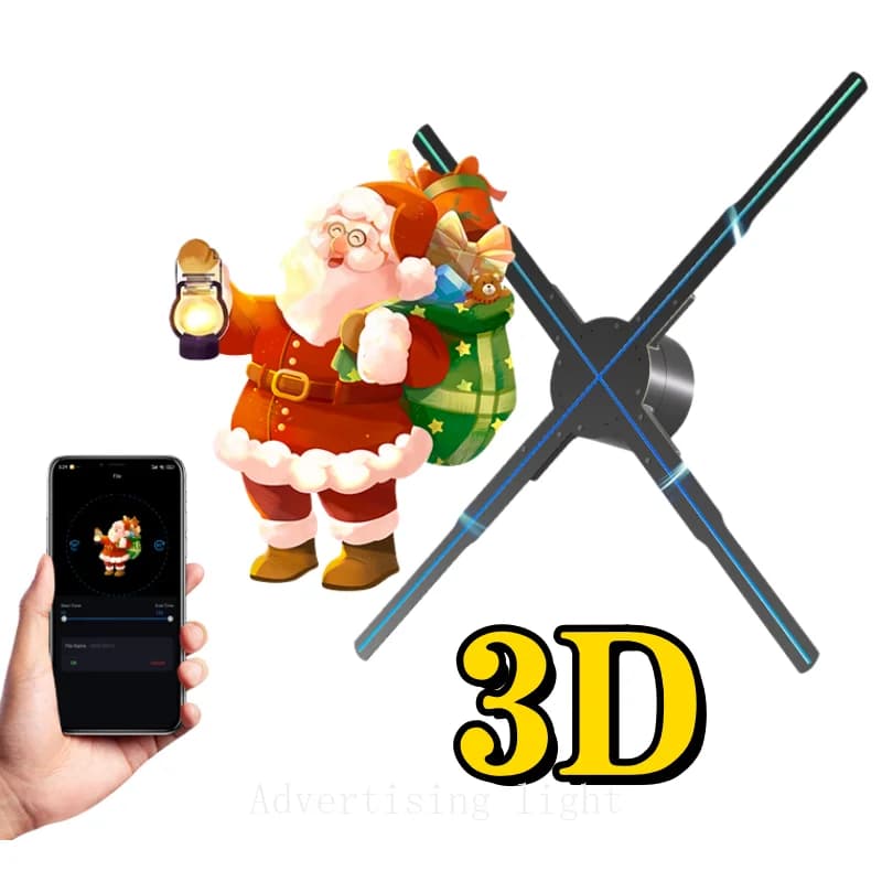14-85CM Proiettore ologramma 3D Display ventola Logo pubblicitario Luce Led Segno Lampada olografica Lampada per proiettori tridimensionali